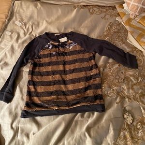 Ann Taylor LOFT Grey and pink sequin sweatshirt